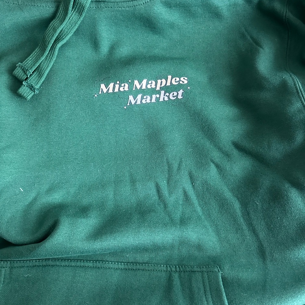 Green Hoodie with Mia Maples Market Logo